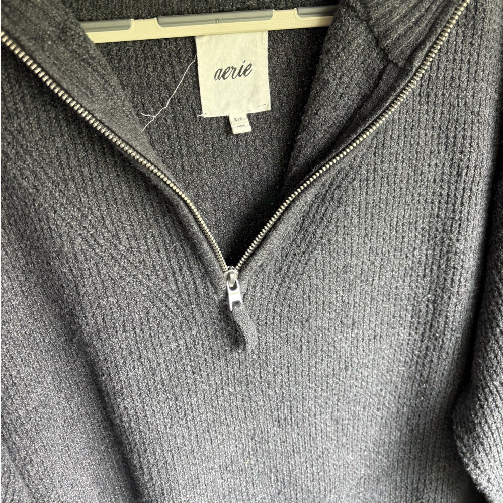 Aerie Charcoal Zip-Up Sweater